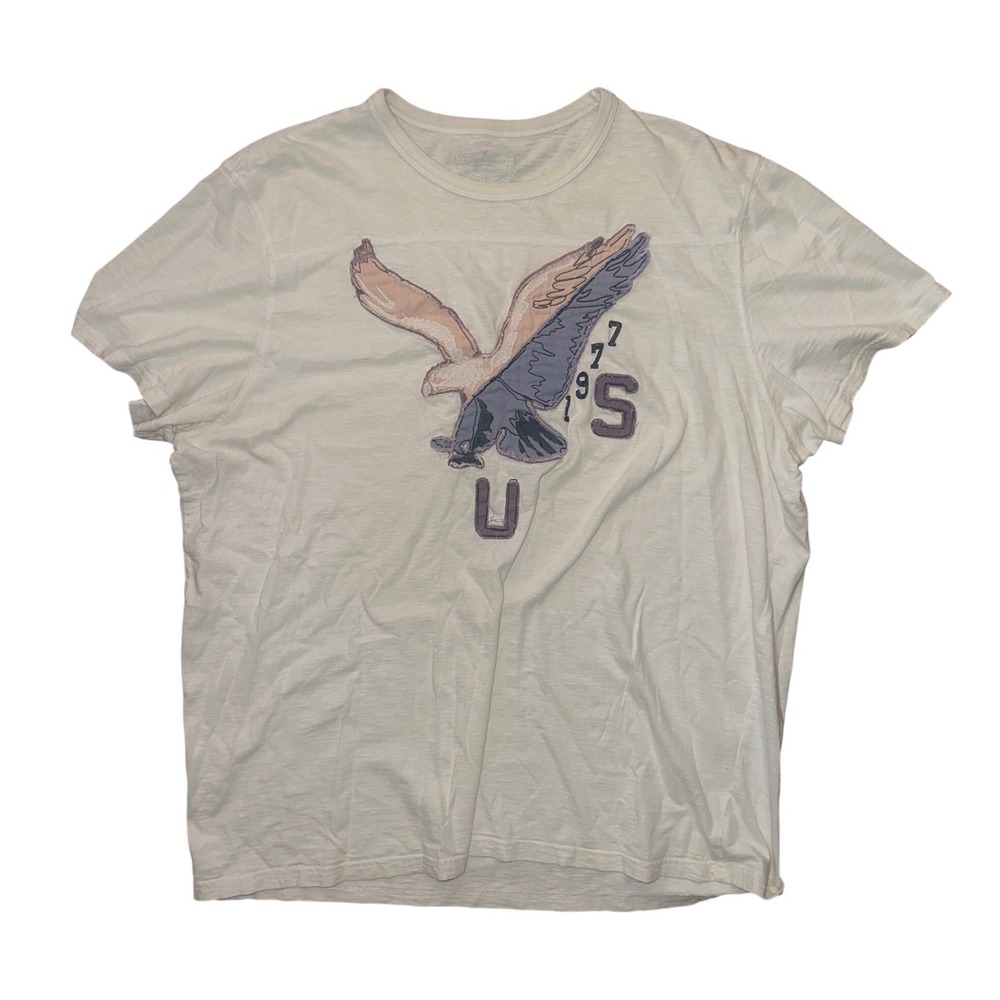 American Eagle Outfitters Mens XXL Athletic Fit Eagle Graphic Tee White Cream US